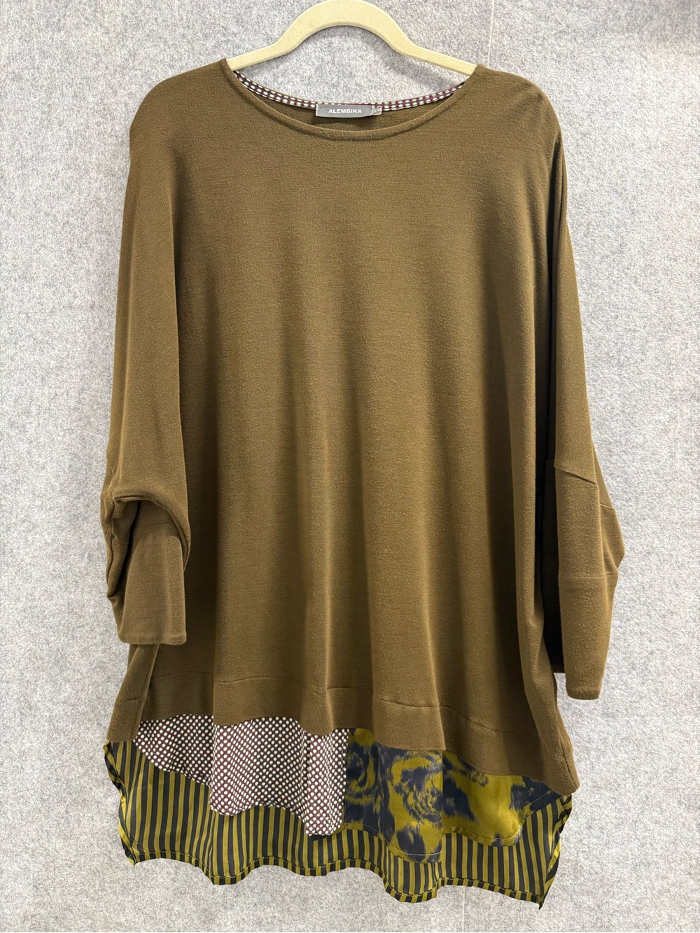 Alembika Olive Layered-Hem Tunic